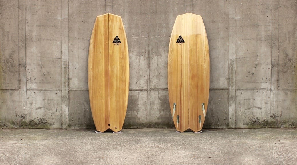 Modern Fish-Surfboard aus Paulownia