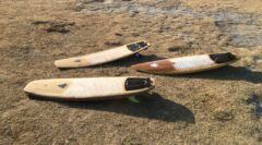 Surfboards in verschiedenen Bausweisen